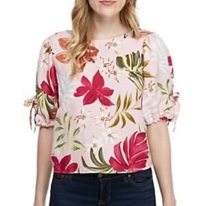 Grace Elements Short Sleeve Floral Blouse Size XL